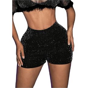 SweatyRocks المرأة سباركلي الترتر السراويل الصغيرة مثير منخفضة الارتفاع البسيطة الغنيمة السراويل Y2k حزب نادي الهذيان وتتسابق in Kuwait