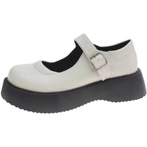 حذاء Ulalaza Vintage Mary Jane مريح بدون كعب ذو كعب متوسط ​​مكتنز كلاسيكي برباط وسحاب مغلق عند أصابع القدم حذاء رسمي سهل الارتداء حذاء كاجوال كاجوال مع سلسلة للنساء in Kuwait