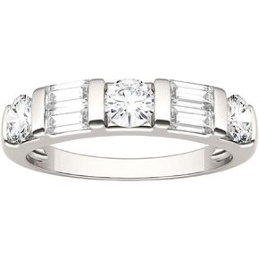 Charles & Colvard 14K White Gold Moissanite 4x2mm Step Cut Baguette Wedding Band, 1.15cttw DEW in Saudi Arabia
