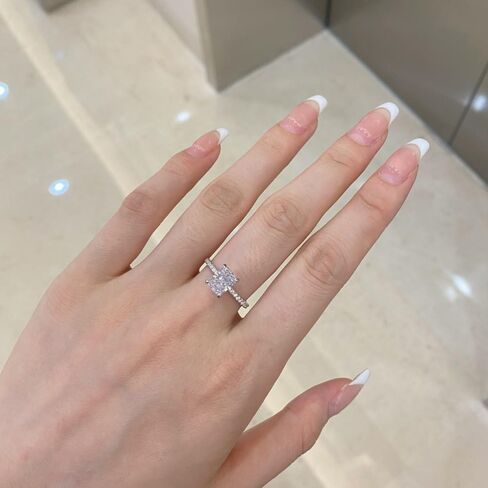 2 Carat Lab Grown Diamond Ring for Women,18K White/Gold Plated Radiant Cut Eternity Rings, D Color VVS1 Clarity Simulated Diamond, Wedding Engagement Anniversary Ring Set(D-White Gold Plated,US 7) in Saudi Arabia