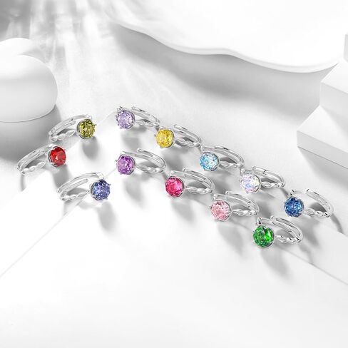 Aurora Tears Birthstone Rose Ring - 925 Sterling Silver Rose Cut Cubic Zirconia Flower Adjustable Ring Anniversary Engagement Promise Ring Birthday Jewelry Gift for Women Wife Mom Daughter in Saudi Arabia