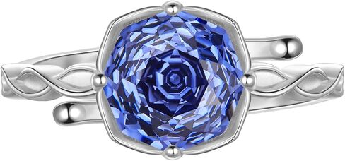 Aurora Tears Birthstone Rose Ring - 925 Sterling Silver Rose Cut Cubic Zirconia Flower Adjustable Ring Anniversary Engagement Promise Ring Birthday Jewelry Gift for Women Wife Mom Daughter in Saudi Arabia