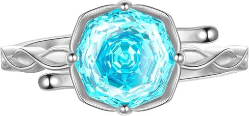 Aurora Tears Birthstone Rose Ring - 925 Sterling Silver Rose Cut Cubic Zirconia Flower Adjustable Ring Anniversary Engagement Promise Ring Birthday Jewelry Gift for Women Wife Mom Daughter in Saudi Arabia