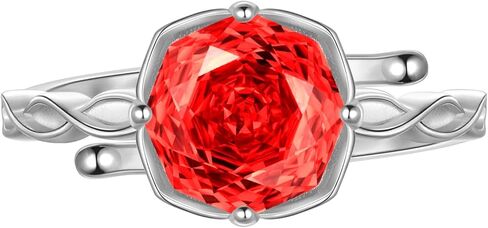Aurora Tears Birthstone Rose Ring - 925 Sterling Silver Rose Cut Cubic Zirconia Flower Adjustable Ring Anniversary Engagement Promise Ring Birthday Jewelry Gift for Women Wife Mom Daughter in Saudi Arabia