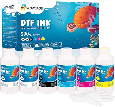 حبر Dtf 1500 مل حبر طابعة Dtf لـ ET8550، L1800، XP15000، ألوان زاهية، حبر نقل DTF لفيلم الحيوانات الأليفة، حبر إعادة التعبئة لـ P400، P800، P600، DX5، XP600. (250 مل × 6، 2 وات في الساعة+BKCMY) in Kuwait