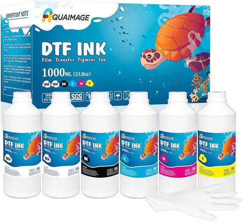 حبر Dtf 1500 مل حبر طابعة Dtf لـ ET8550، L1800، XP15000، ألوان زاهية، حبر نقل DTF لفيلم الحيوانات الأليفة، حبر إعادة التعبئة لـ P400، P800، P600، DX5، XP600. (250 مل × 6، 2 وات في الساعة+BKCMY) in Kuwait