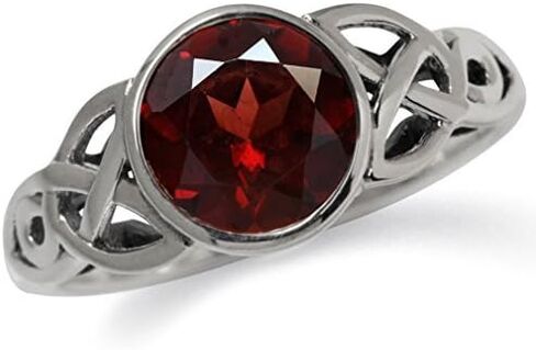 Silvershake 8MM Round Genuine Gemstone 925 Sterling Silver Trinity Triquetra Celtic Knot Ring in Saudi Arabia