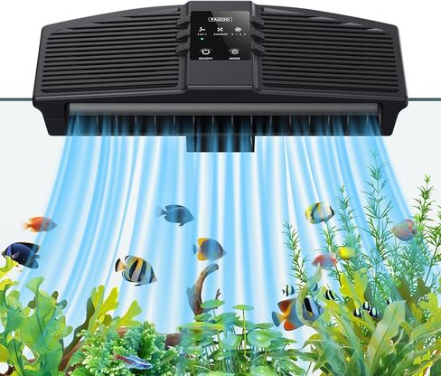 Paizoo Aquarium Chiller Fan ، مروحة تبريد خزان الأسماك مع مسبار درجة الحرارة وشاشة LCD شاشة ماء المبرد المبرد لملحقات أسماك Axolotl Betta ، 7W in Kuwait