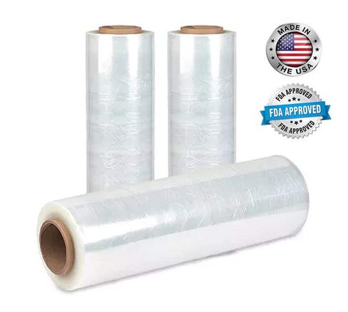 APQ 4 Rolls of Blown Hand Stretch Film 18" x 2000'. Clear Hand Stretch Wrap, 60 Gauge. Tear Resistant Residue Free Film for Moving, Shipping, Wrapping. Industrial Grade Pallet Shrink Wrap Film. in Saudi Arabia