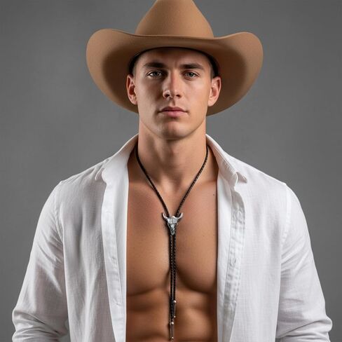 Sibba Bolo Tie Buffalo Steer Cow Bolo Tie for Men Womens Vintage Cowboy Bola Ties 2PCS Retro Western Necklace Bola Ties Cowgirl Accessories Rodeo Christmas Gifts Western Neckties Accessories in Saudi Arabia