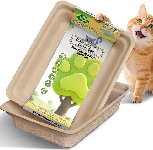 صناديق القمامة التي يمكن التخلص منها للقطط كبيرة: 4 عبوات مقاومة للتسرب مستدامة للداخلية/السفر استخدام مستقل أو كبطانة in Kuwait