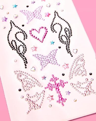 xo, Fetti Y2K Body Gems - 2 Sheets Face Gems | Retro 2000s Party, Bachelorette, Birthday Accessories, Butterfly Heart Stickers, Pink Purple Black in Saudi Arabia