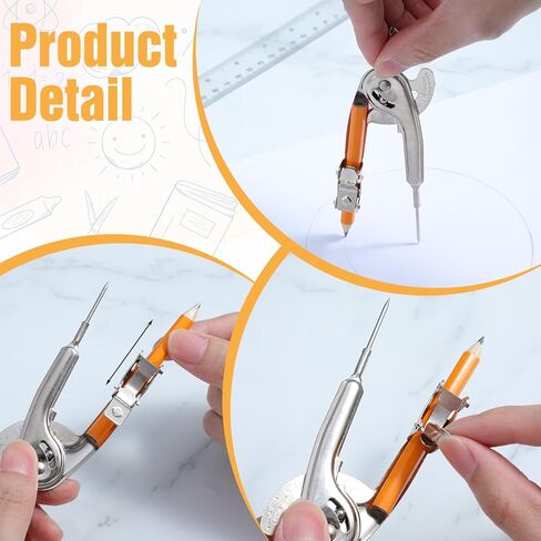 30 Pieces Compass for Geometry with Pencil, Metal Geometry Drawing Tool 6 Inch Silver Compass for Math Student Classroom School Office Woodworking Art Drawing in Saudi Arabia