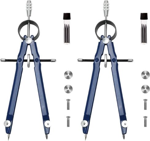 بوصلة للهندسة، بوصلة معدنية مع أداة رسم بوصلة إضافية لإعادة التعبئة للطلاب الذين يقومون بصياغة بوصلة العودة إلى اللوازم المدرسية (قطعة واحدة زرقاء) in Kuwait