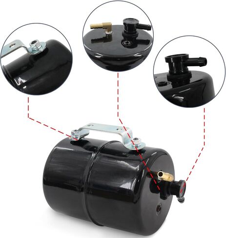 Vacuum Reserve Canister 5 in D x 7 in L Steel Black Finish in Saudi Arabia