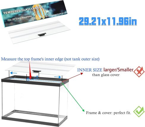 2PCS Set Clear Tempered Glass Canopy,75/90/110 Gallon Aquarium Fish Tank Hoods for Aqueon (22.08x16.57x 0.16in Each Piece) in Kuwait