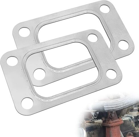 2PCS T3 Turbine Flange Gasket, 4.2" x 2.5" Stainless Steel 4-Hole Washer, Turbocharger Intake Manifold Flange Gasket Universal for T3 T34 T35 T38 GT35 GT35R Cars (Silver) in Kuwait