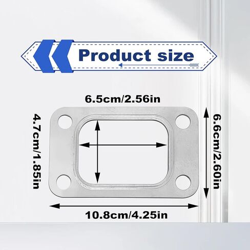 2PCS T3 Turbine Flange Gasket, 4.2" x 2.5" Stainless Steel 4-Hole Washer, Turbocharger Intake Manifold Flange Gasket Universal for T3 T34 T35 T38 GT35 GT35R Cars (Silver) in Kuwait