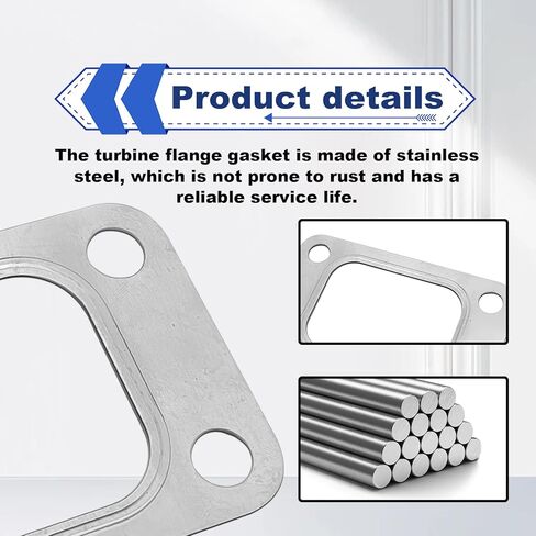 2PCS T3 Turbine Flange Gasket, 4.2" x 2.5" Stainless Steel 4-Hole Washer, Turbocharger Intake Manifold Flange Gasket Universal for T3 T34 T35 T38 GT35 GT35R Cars (Silver) in Kuwait
