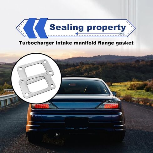 2PCS T3 Turbine Flange Gasket, 4.2" x 2.5" Stainless Steel 4-Hole Washer, Turbocharger Intake Manifold Flange Gasket Universal for T3 T34 T35 T38 GT35 GT35R Cars (Silver) in Kuwait
