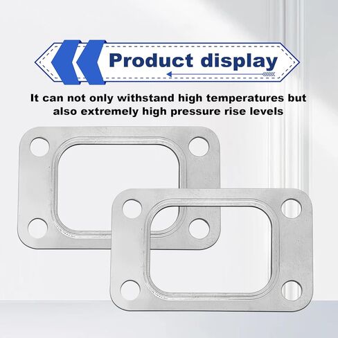 2PCS T3 Turbine Flange Gasket, 4.2" x 2.5" Stainless Steel 4-Hole Washer, Turbocharger Intake Manifold Flange Gasket Universal for T3 T34 T35 T38 GT35 GT35R Cars (Silver) in Kuwait