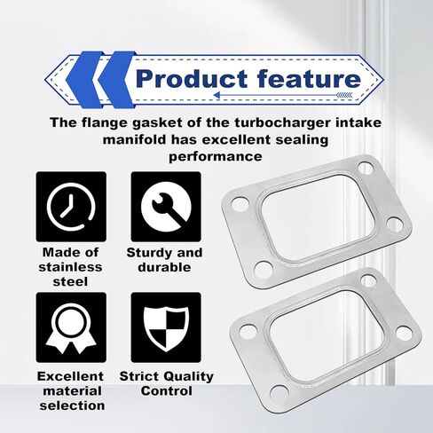 2PCS T3 Turbine Flange Gasket, 4.2" x 2.5" Stainless Steel 4-Hole Washer, Turbocharger Intake Manifold Flange Gasket Universal for T3 T34 T35 T38 GT35 GT35R Cars (Silver) in Kuwait