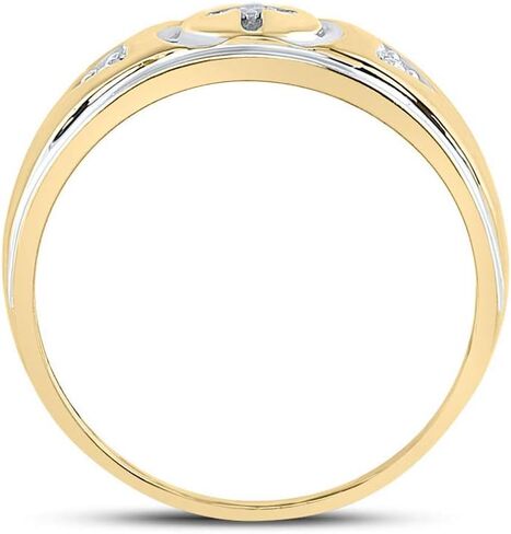Solid Yellow-tone Sterling Silver Mens Round Diamond Cross Wedding Band Ring 1/20 Cttw in Saudi Arabia