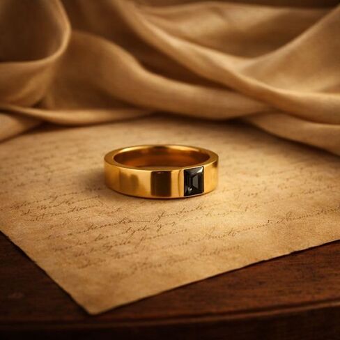Black Onyx Gold Band Ring in 14K Yellow Gold Minimalist Square Cut Stone Wedding Band Modern Statement Promise Ring for Men in Saudi Arabia