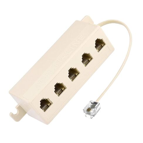 NFHK Adapter 5 Way Outlet 6P4C RJ11 RJ12 Telephone Phone Modular Jack Line Splitter Adapter Beige 1-in-5-out in Saudi Arabia