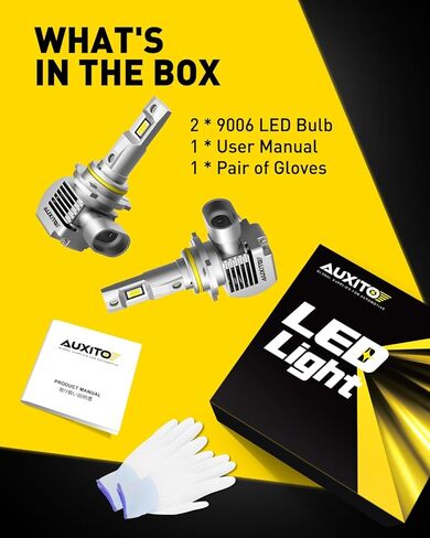 مصابيح AUXITO 9OO5، فائقة السطوع 30000LM 6000K بيضاء باردة مع مروحة تبريد، IP67، عبوة من 2 in Saudi Arabia