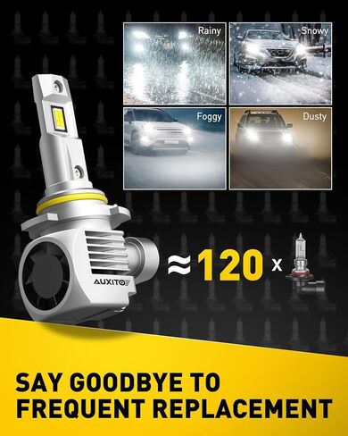 مصابيح AUXITO 9OO5، فائقة السطوع 30000LM 6000K بيضاء باردة مع مروحة تبريد، IP67، عبوة من 2 in Saudi Arabia