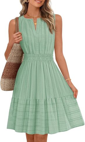 MEROKEETY Women's 2026 Summer Casual Mini Sundress Beach Vacation Sleeveless V Neck Flowy A Line Dress with Pockets in Saudi Arabia