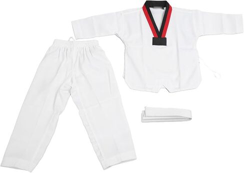 aqxreight Kids Taekwondo Uniform with Belt Polyester and Cotton Breathable Soft Kids Karate Uniform for Martial Arts Training for Boys Girls M Comfort and and Taekwondo (S) in Saudi Arabia