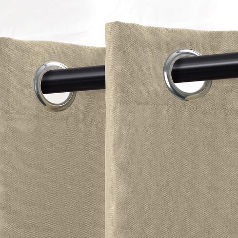 SUPERIOR Blackout Curtains, Room Darkening, Bedroom, Drapes, Kitchen, Living Room Window Accents, Sun Blocking, Thermal, 2 Pack, Linen Pattern Blackout Curtains, Set of 2, 26" x 84", Frosted Almond in Saudi Arabia