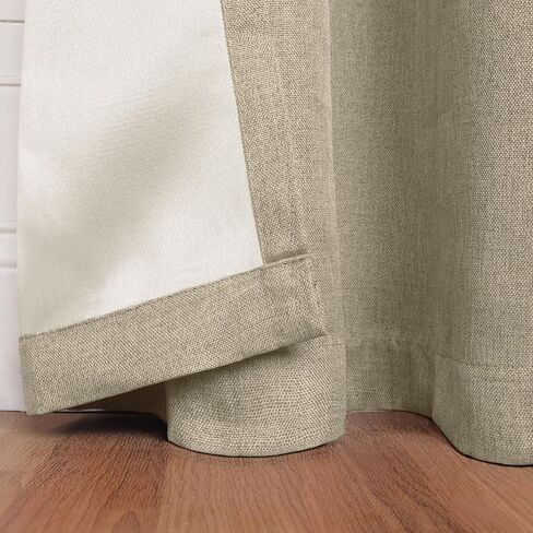 SUPERIOR Blackout Curtains, Room Darkening, Bedroom, Drapes, Kitchen, Living Room Window Accents, Sun Blocking, Thermal, 2 Pack, Linen Pattern Blackout Curtains, Set of 2, 26" x 84", Frosted Almond in Saudi Arabia