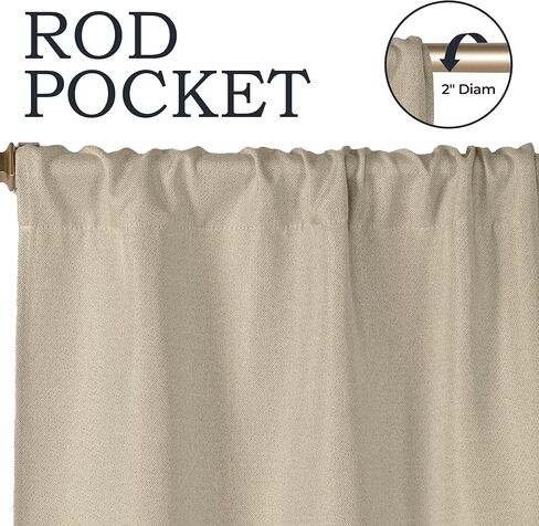 SUPERIOR Blackout Curtains, Room Darkening, Bedroom, Drapes, Kitchen, Living Room Window Accents, Sun Blocking, Thermal, 2 Pack, Linen Pattern Blackout Curtains, Set of 2, 26" x 84", Frosted Almond in Saudi Arabia