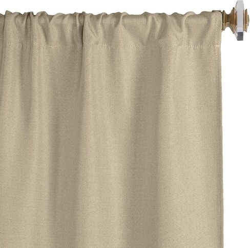 SUPERIOR Blackout Curtains, Room Darkening, Bedroom, Drapes, Kitchen, Living Room Window Accents, Sun Blocking, Thermal, 2 Pack, Linen Pattern Blackout Curtains, Set of 2, 26" x 84", Frosted Almond in Saudi Arabia