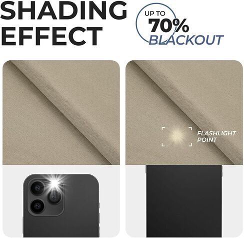 SUPERIOR Blackout Curtains, Room Darkening, Bedroom, Drapes, Kitchen, Living Room Window Accents, Sun Blocking, Thermal, 2 Pack, Linen Pattern Blackout Curtains, Set of 2, 26" x 84", Frosted Almond in Saudi Arabia