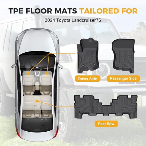 سجادات أرضية لسيارة Toyota Landcruiser 2024، تناسب جميع الأحوال الجوية، غطاء كامل للحماية، بطانات أرضية الصف الأول والثاني، سجادات السيارة in Kuwait