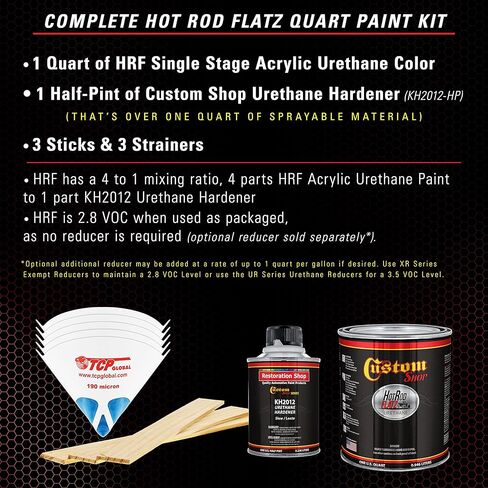 متجر مخصص - هالابينو أحمر ساطع - طلاء تلقائي من Hot Rod Flatz Flat Matte Satin Urethane - مجموعة طلاء كاملة ربع لتر - سيارات احترافية منخفضة اللمعان، طلاء لشاحنات السيارات، نسبة مزيج 4:1 in Kuwait
