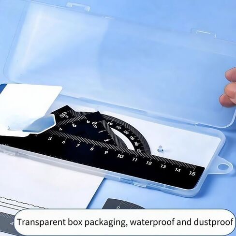 1 Set 4pcs Thickened Aluminum Alloy Drawing Kit with Storage Box for Office, Drawing, Student Measurement Ruler Set (Black) in Saudi Arabia