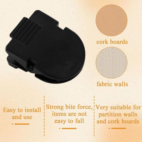20 PCS Cubicle Clips, Plastic Cubicle Clips for Fabric Walls for Hanging Photos, Notes, Memos(Black) in Kuwait