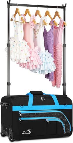 Dance Bag with Garment Rack - 23 Inch Professional Dance Competition Duffle Bag with Rack - Wheeled Dance Suitcase with Multiple Pockets for Dancers, Athlete, Travelers, and Livestreamer in Saudi Arabia
