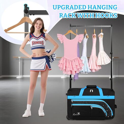Dance Bag with Garment Rack - 23 Inch Professional Dance Competition Duffle Bag with Rack - Wheeled Dance Suitcase with Multiple Pockets for Dancers, Athlete, Travelers, and Livestreamer in Saudi Arabia