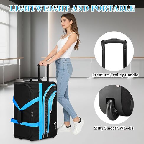 Dance Bag with Garment Rack - 23 Inch Professional Dance Competition Duffle Bag with Rack - Wheeled Dance Suitcase with Multiple Pockets for Dancers, Athlete, Travelers, and Livestreamer in Saudi Arabia