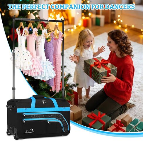 Dance Bag with Garment Rack - 23 Inch Professional Dance Competition Duffle Bag with Rack - Wheeled Dance Suitcase with Multiple Pockets for Dancers, Athlete, Travelers, and Livestreamer in Saudi Arabia