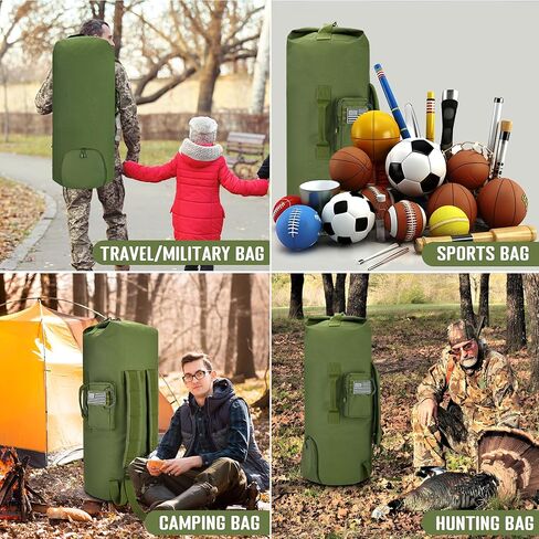 حقيبة بحر كبيرة جدًا من MOZETO سعة 110 لتر، حقيبة دفل عسكرية مع أحزمة ظهر حقيبة دفل عسكرية شديدة التحمل للتخييم أو السكن الجامعي أو حقيبة الغسيل in Kuwait