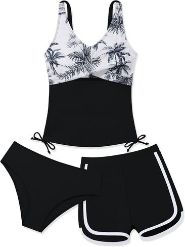 Girls Swimsuits Tankini Set with Shorts Criss Cross Bathing Suits Tween Teen Juniors Girl Two Piece Swimwear in Saudi Arabia