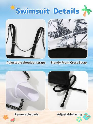 Girls Swimsuits Tankini Set with Shorts Criss Cross Bathing Suits Tween Teen Juniors Girl Two Piece Swimwear in Saudi Arabia