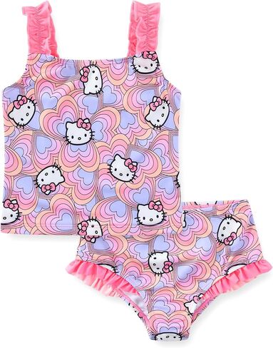 Hello Kitty Sanrio Girls UPF 50+ Bathing Suit Tankini and Bikini Bottom Swimsuit Set for Big Kids in Saudi Arabia